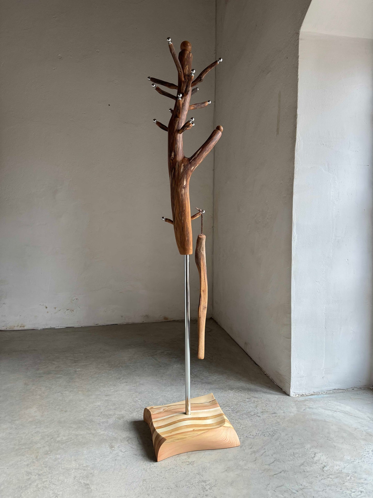 Oak Branch Coat Stand with Shoehorn. Nature design coat rack.