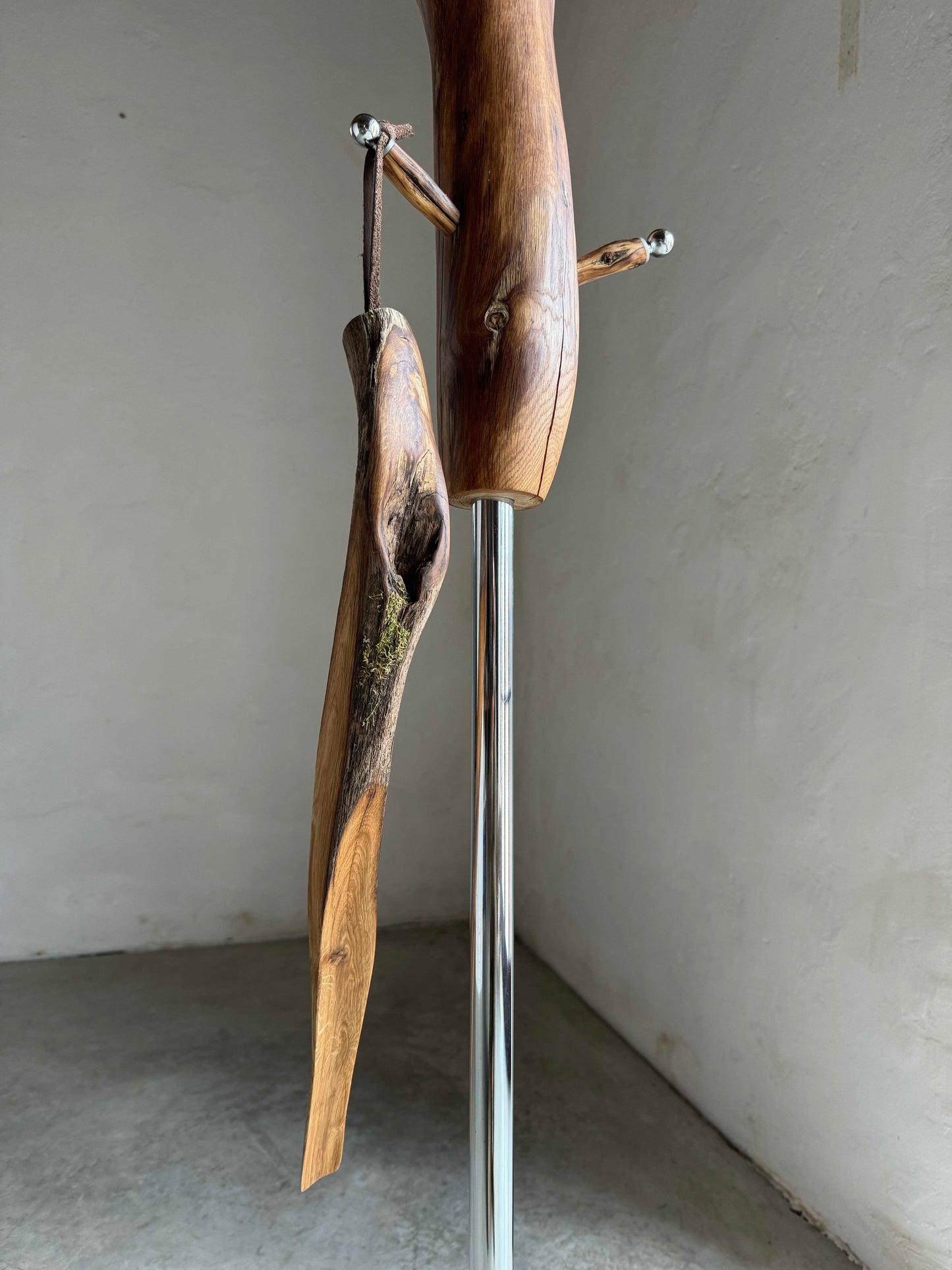 Oak Branch Coat Stand with Shoehorn. Nature design coat rack.