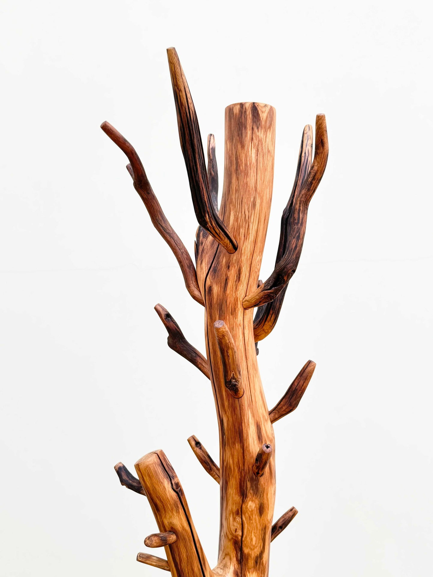 Oak Coat Rack made of branches. Wood sculpture furniture.