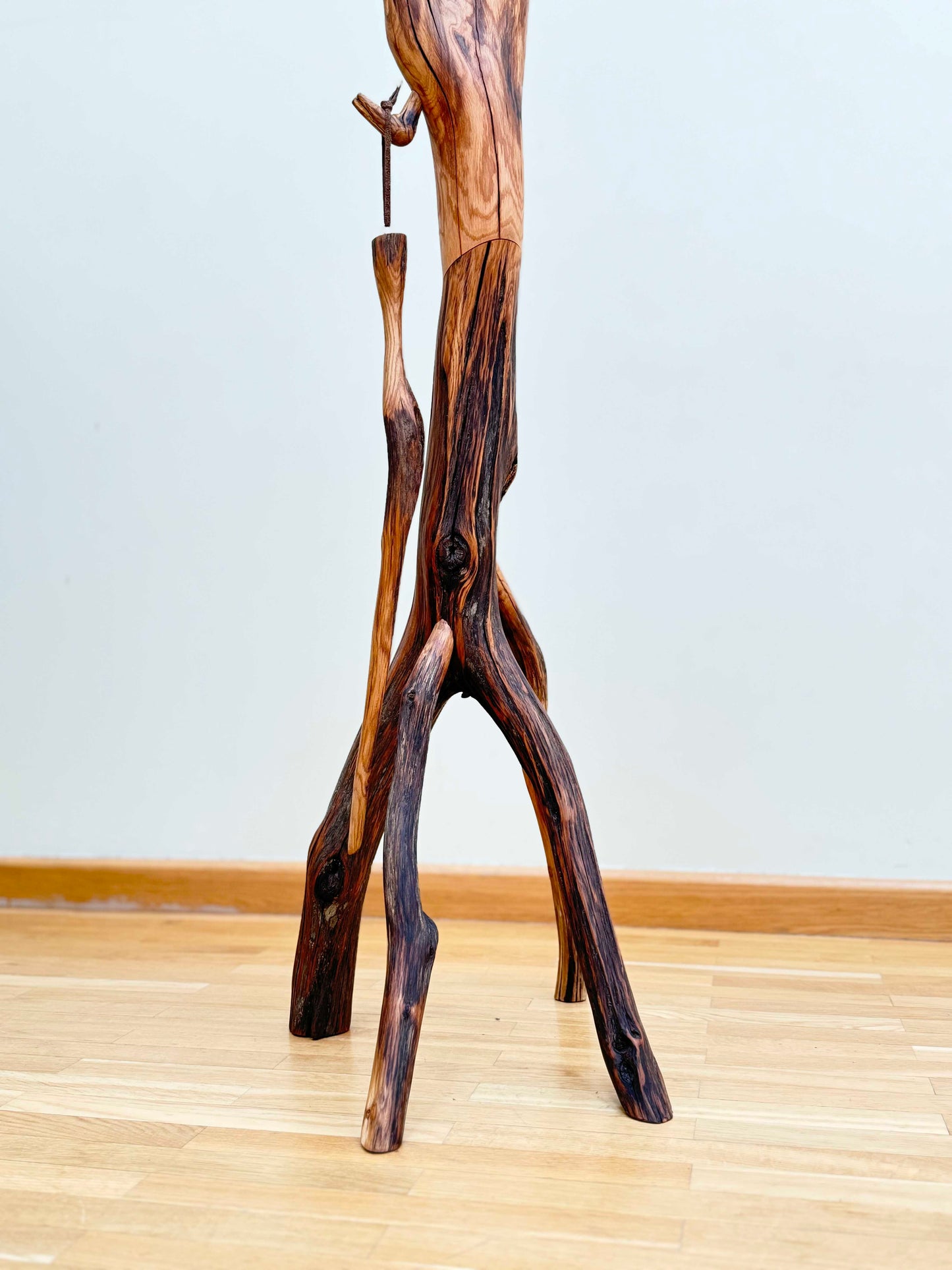 Oak Coat Rack made of branches. Wood sculpture furniture.