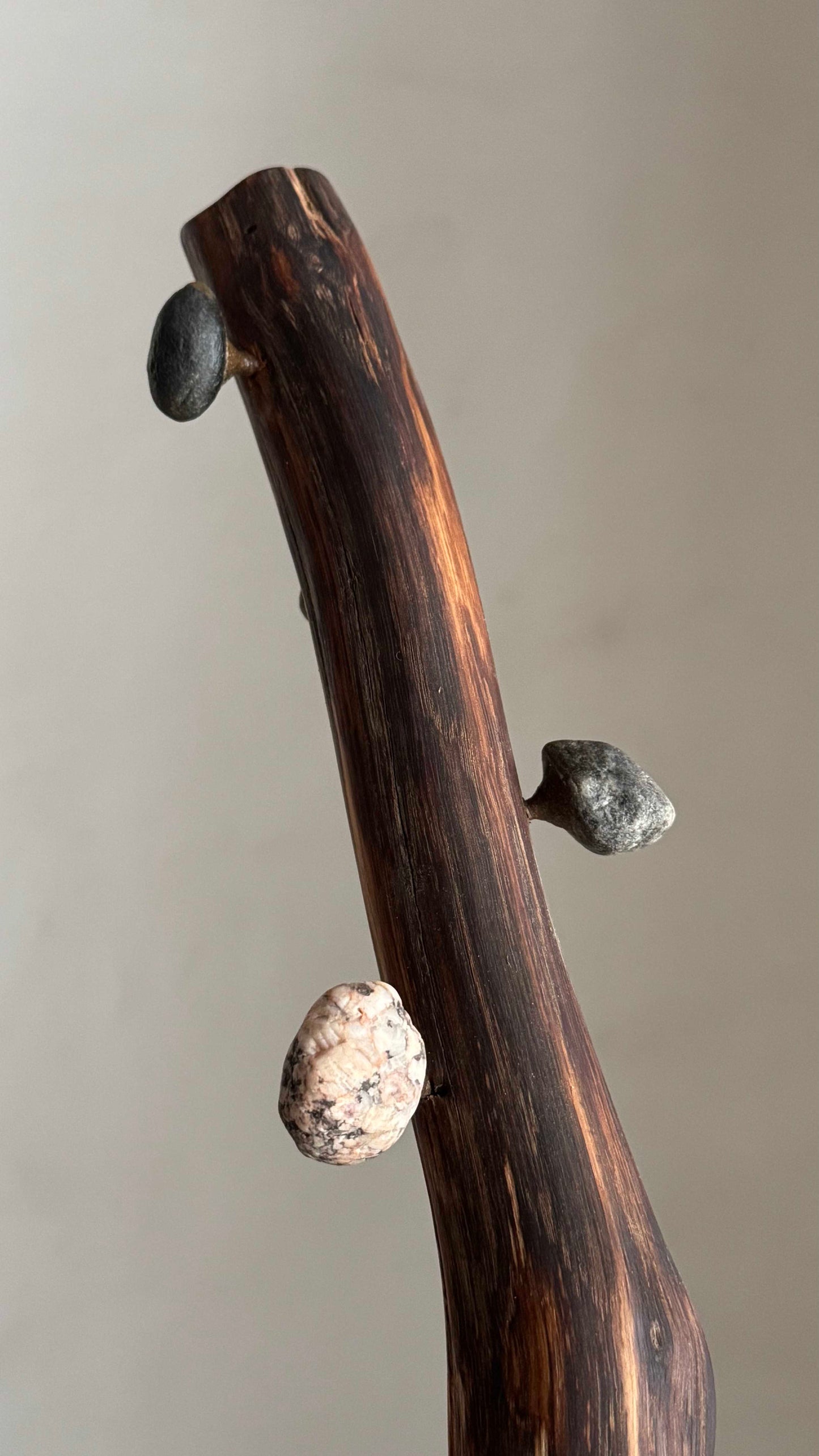 Oak Coat Rack with Stone Hooks and a heavy base