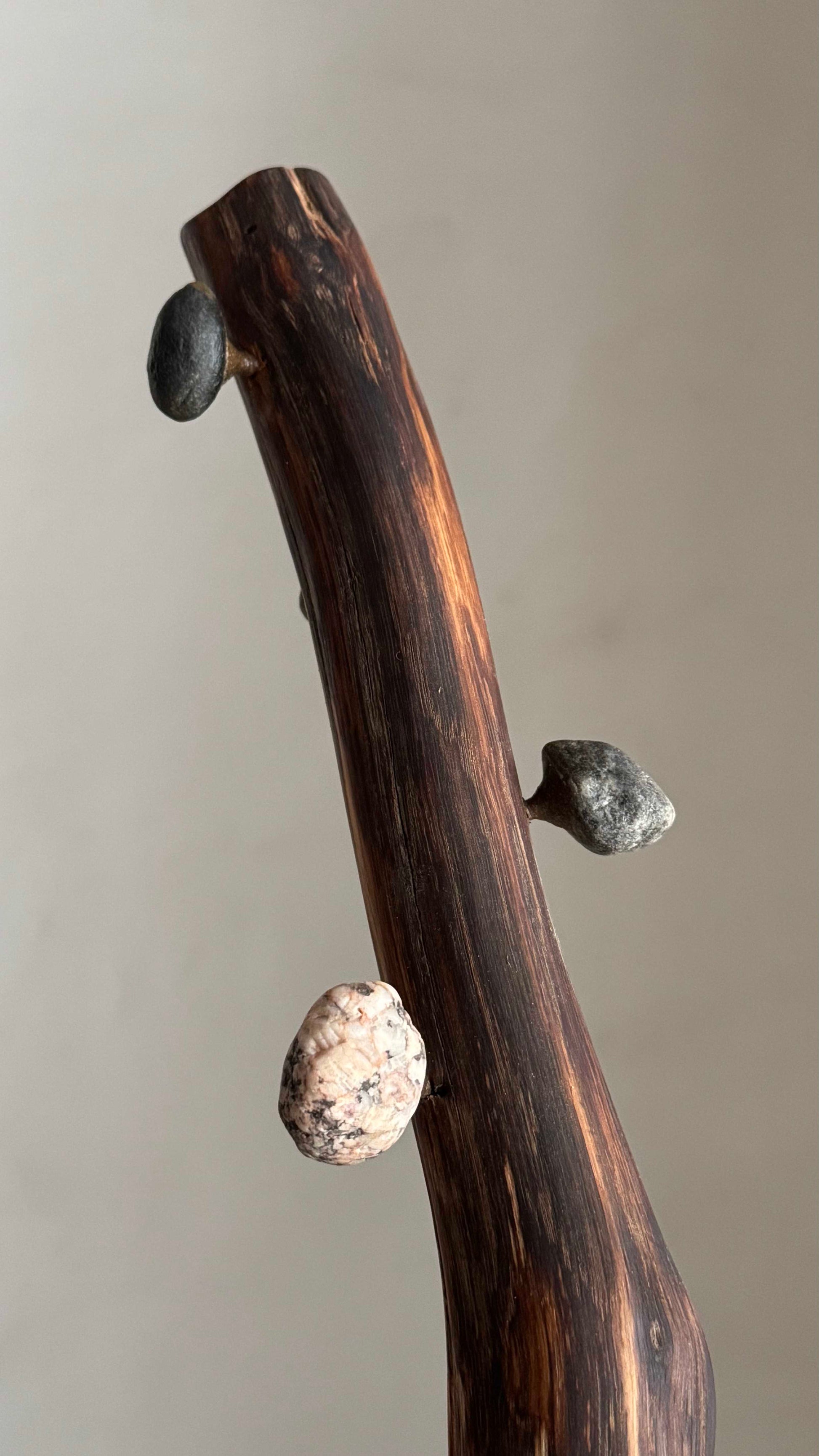 Oak Coat Rack with Stone Hooks and a heavy base