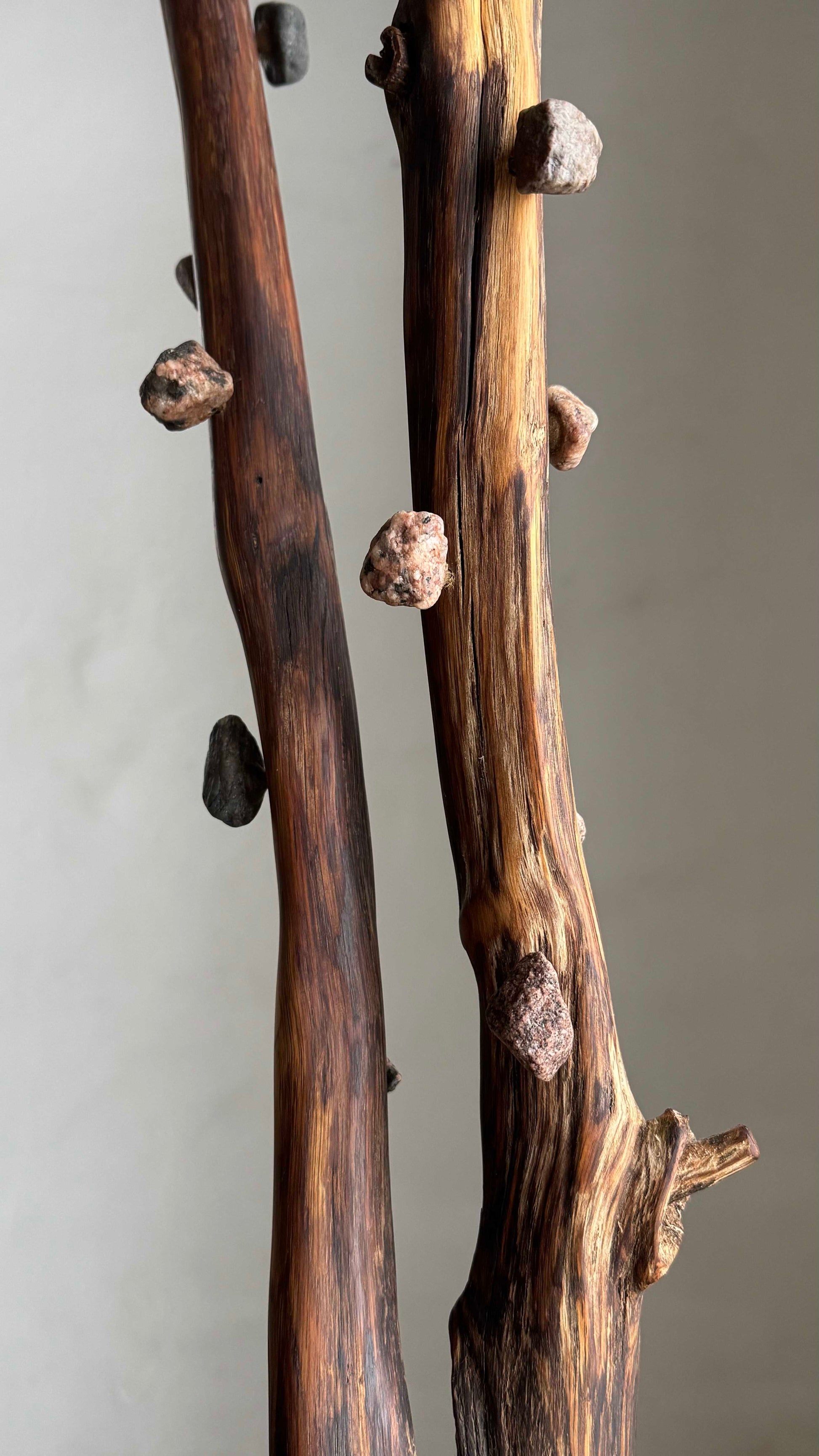 Oak Coat Rack with Stone Hooks and a heavy base