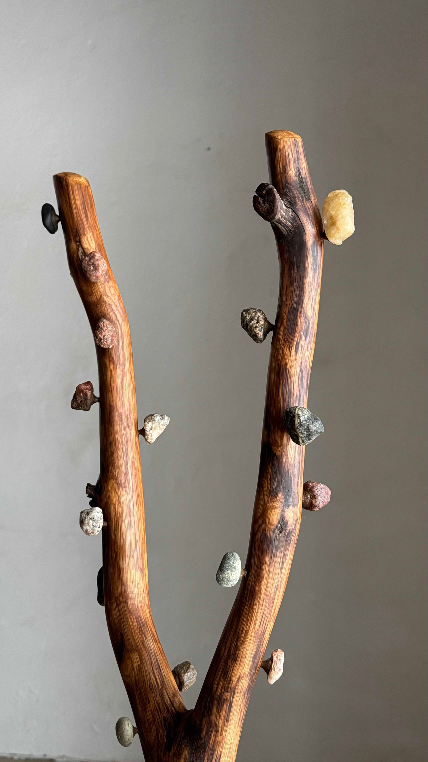 Oak & Stone coat rack Wood coat stand with natural branch design