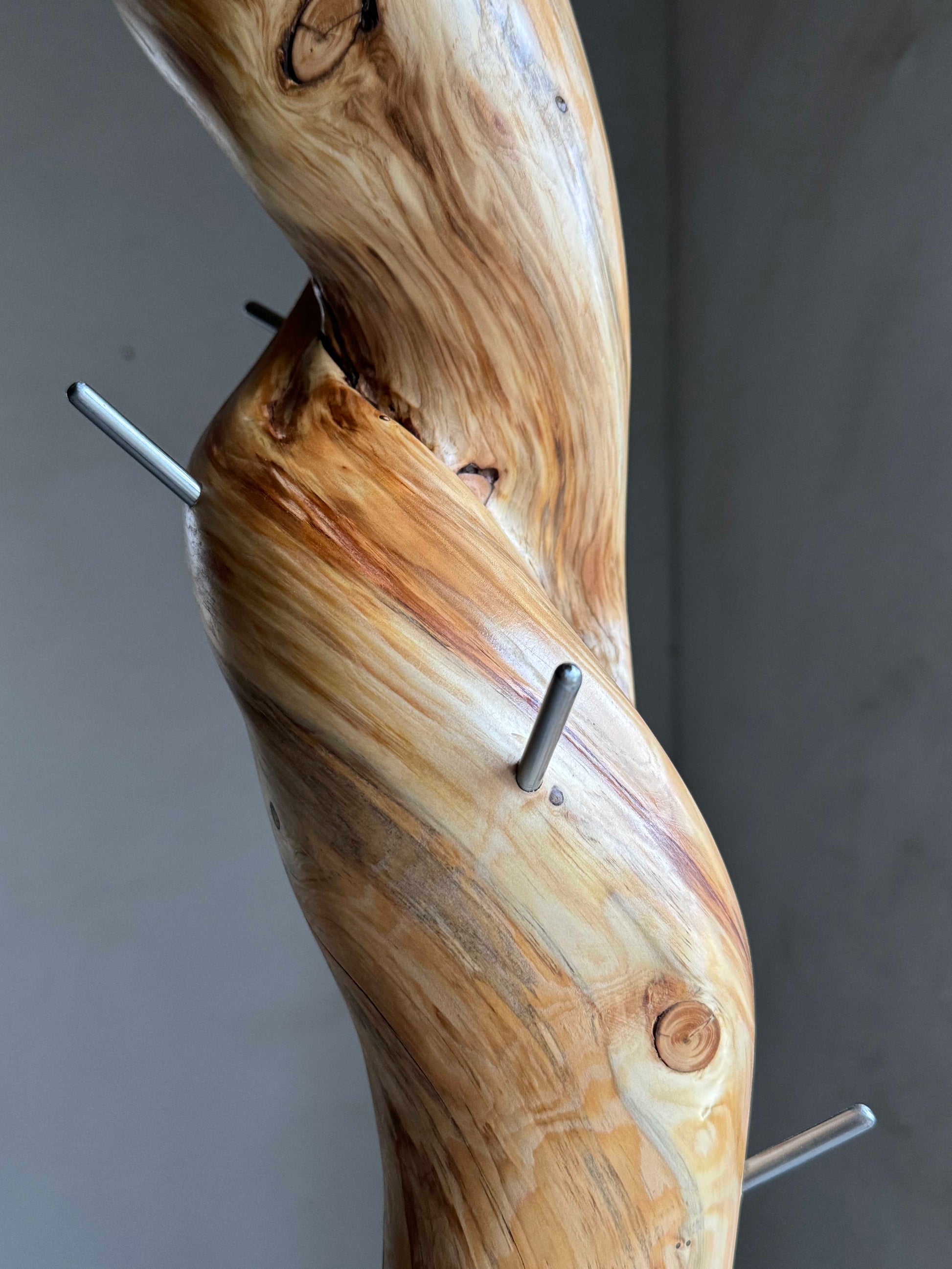 Unique Spruce Wood Coat Rack with a heavy wood base