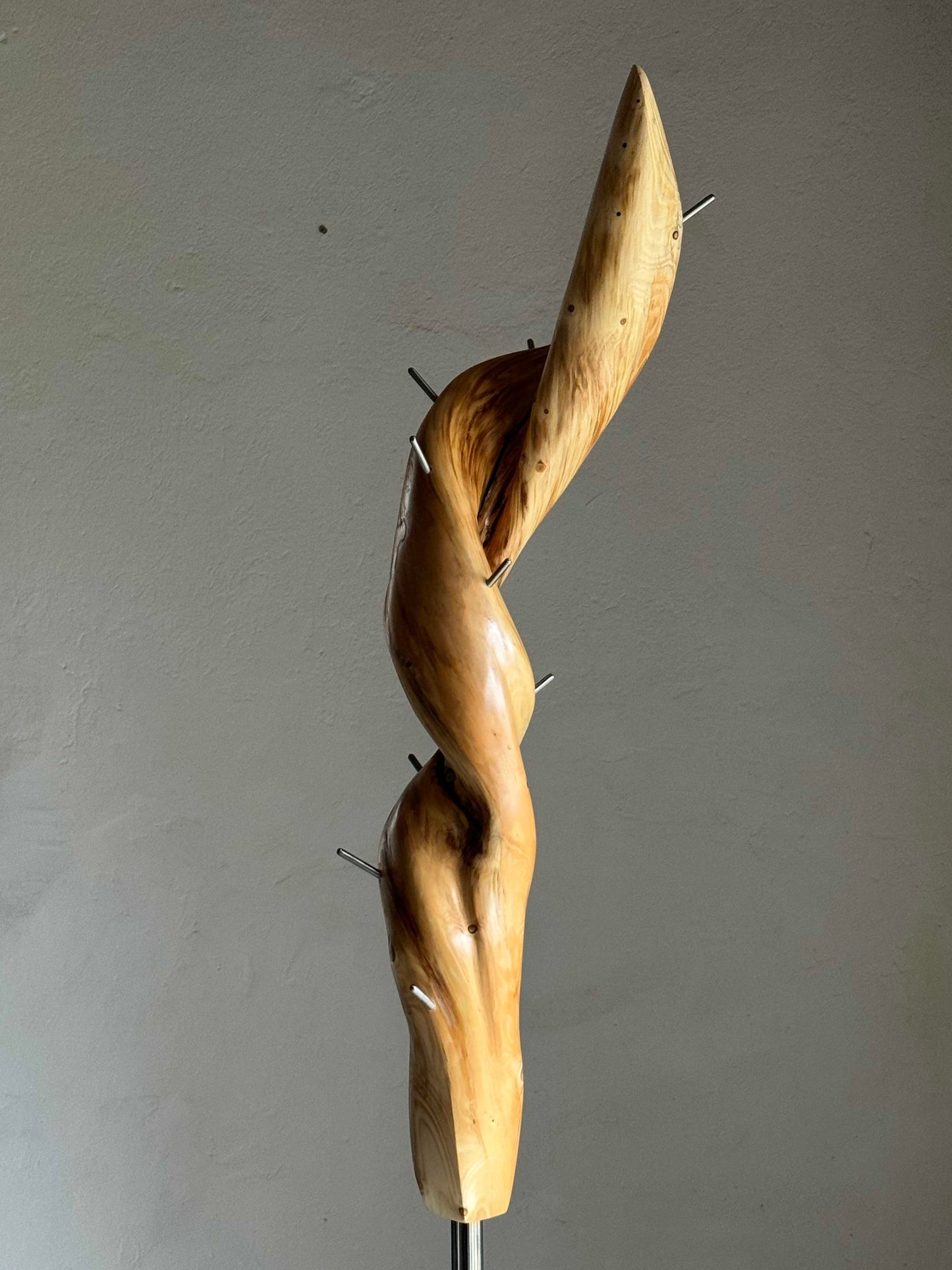 Unique Spruce Wood Coat Rack with a heavy wood base