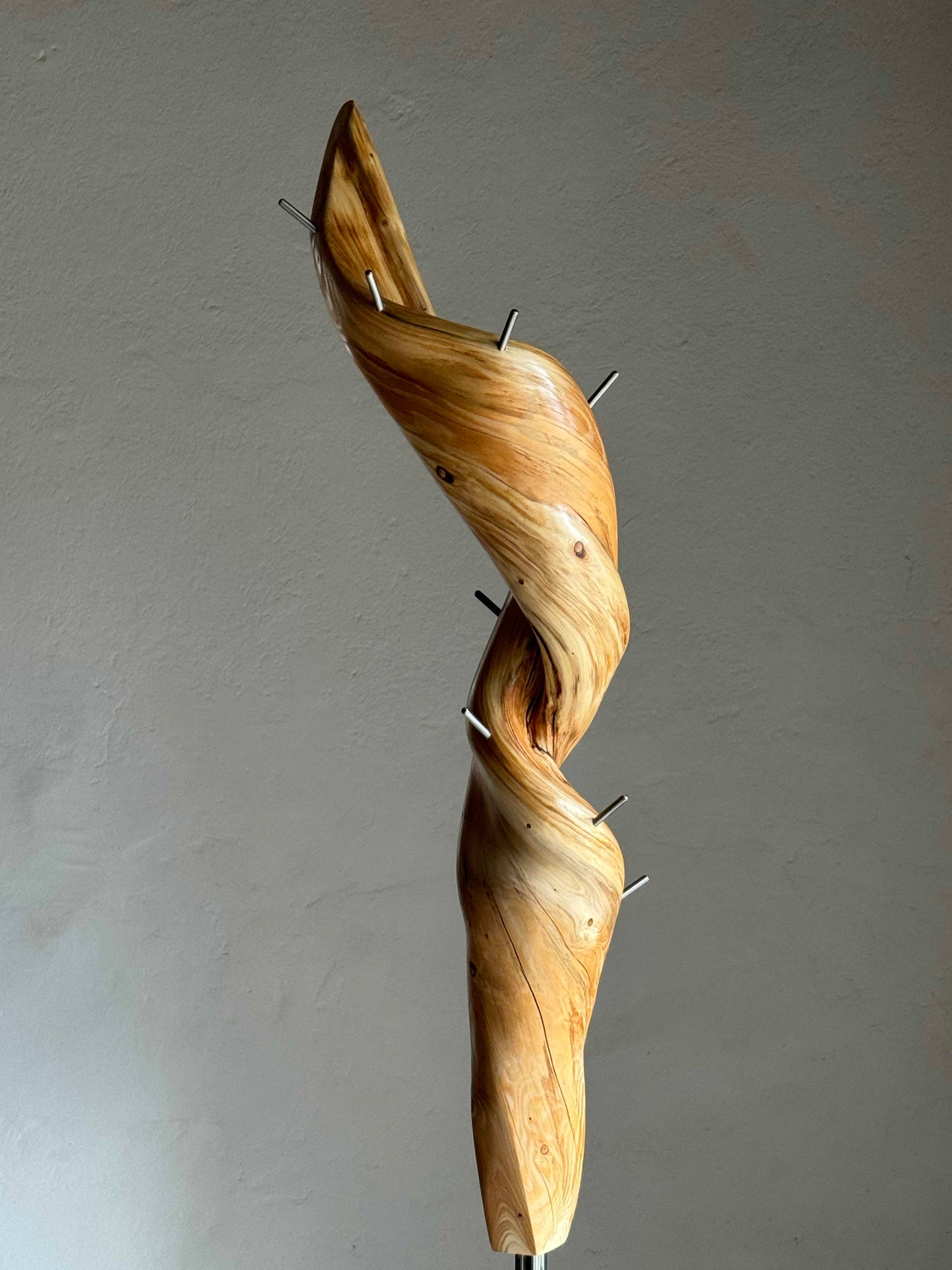 Unique Spruce Wood Coat Rack with a heavy wood base