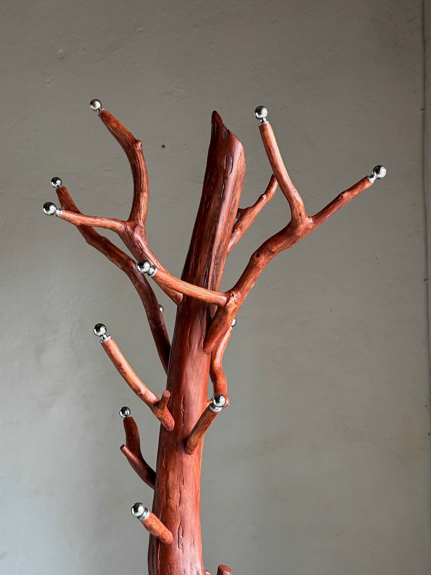 Tree-shaped coat rack Driftwood Coat Rack with Hazel Branch Hooks and Metal Knobs 