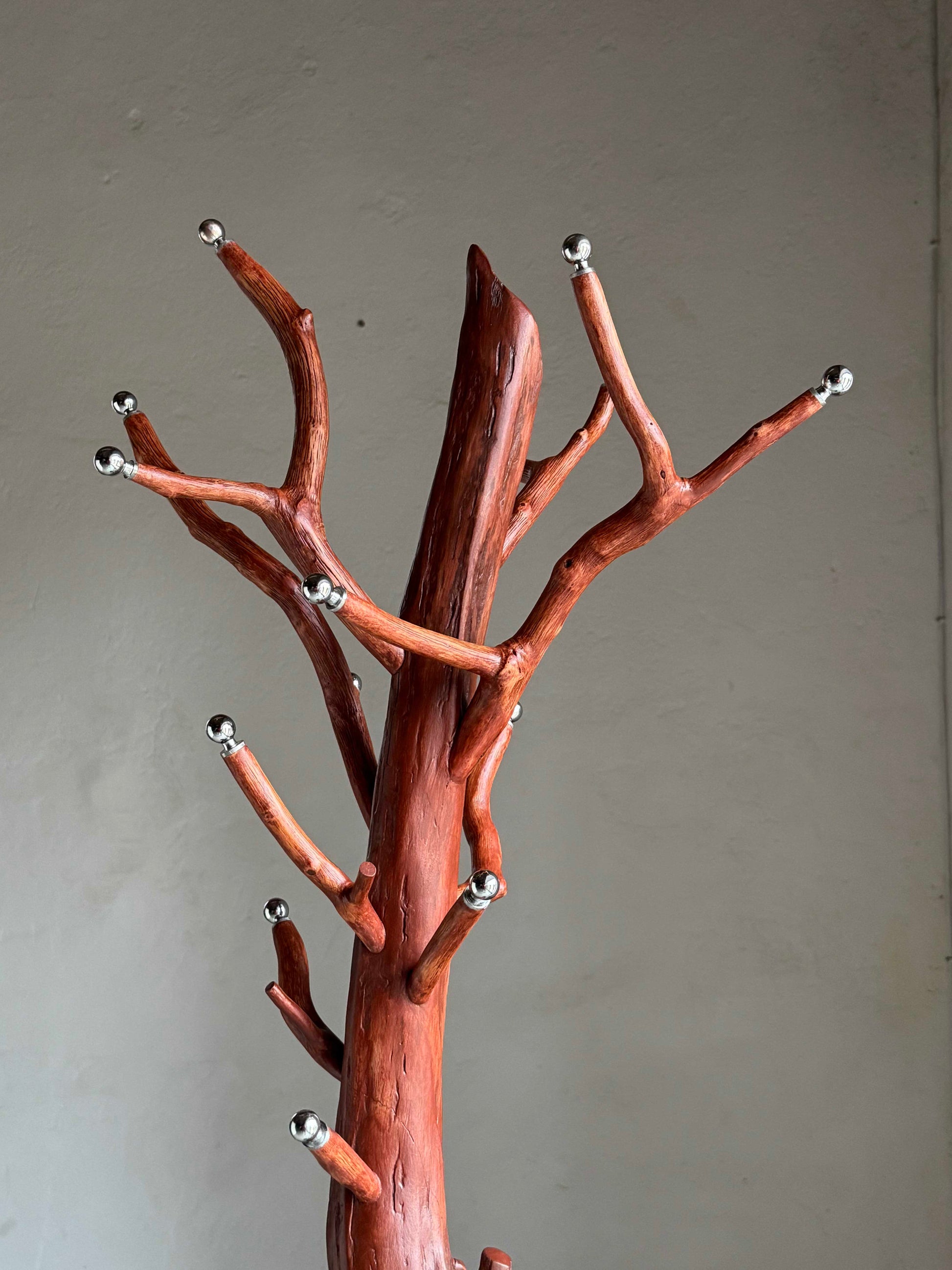 Tree-shaped coat rack Driftwood Coat Rack with Hazel Branch Hooks and Metal Knobs 