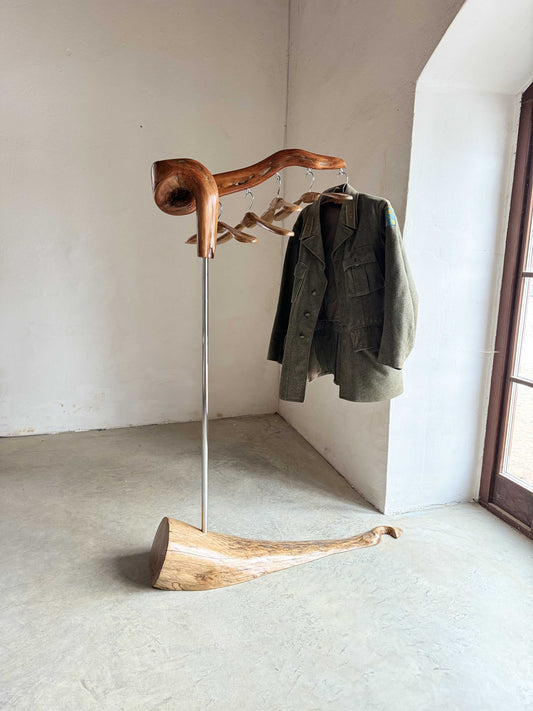 Rustic Wood Coat Rack with wood hangers