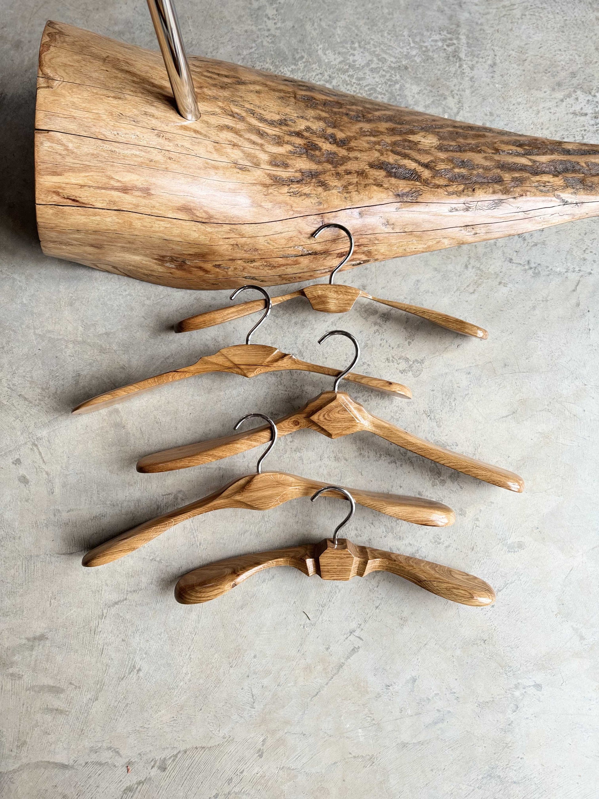 Rustic Wood Coat Rack with wood hangers